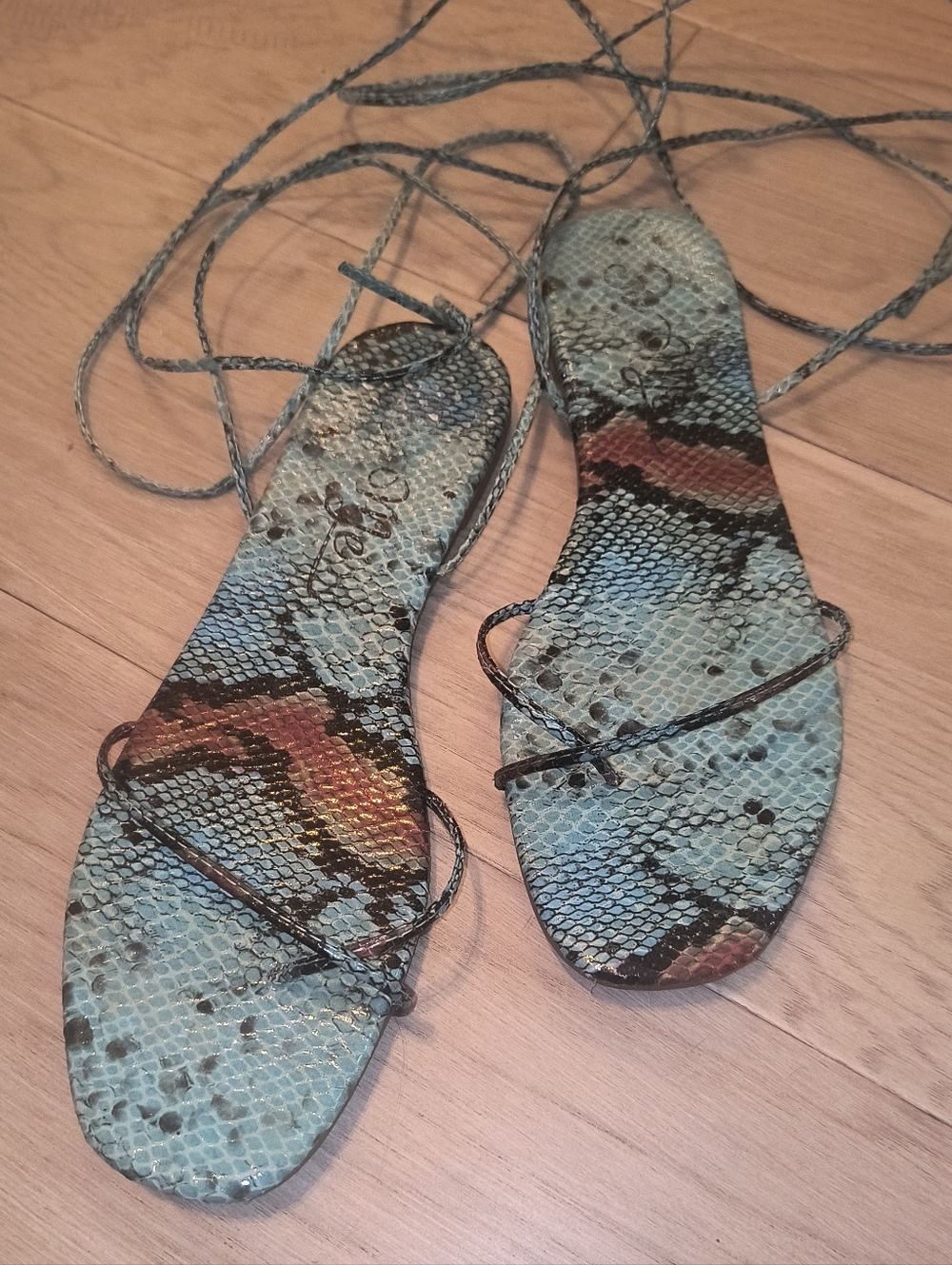 Turquoise Snakeskin Sandals